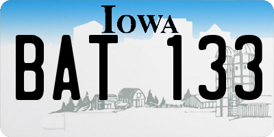 IA license plate BAT133