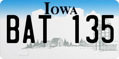 IA license plate BAT135