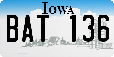 IA license plate BAT136