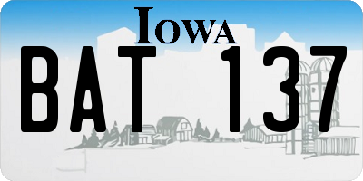 IA license plate BAT137