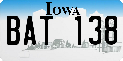 IA license plate BAT138