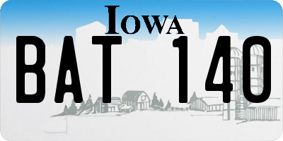 IA license plate BAT140