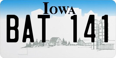 IA license plate BAT141