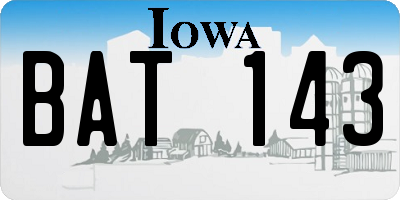 IA license plate BAT143