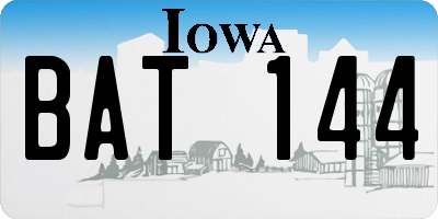 IA license plate BAT144