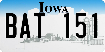 IA license plate BAT151