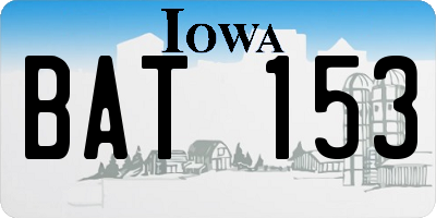 IA license plate BAT153