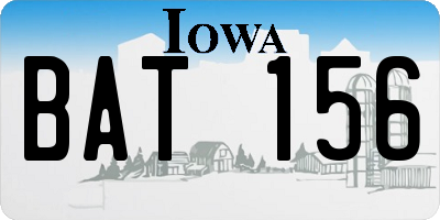 IA license plate BAT156