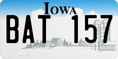 IA license plate BAT157