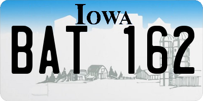 IA license plate BAT162