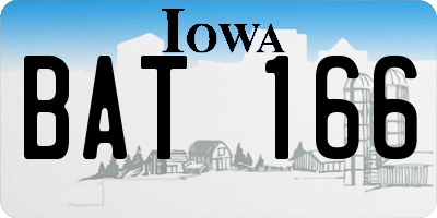 IA license plate BAT166
