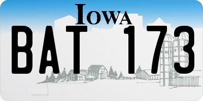 IA license plate BAT173