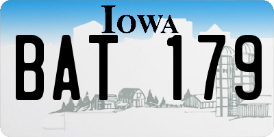 IA license plate BAT179