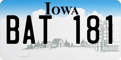 IA license plate BAT181