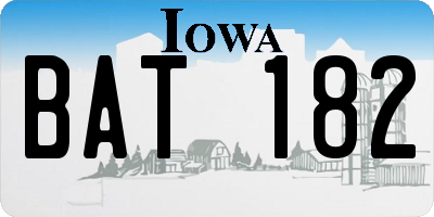 IA license plate BAT182