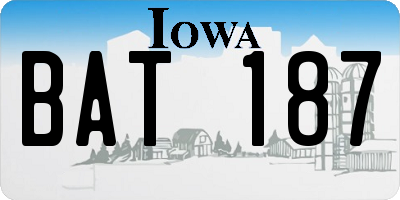 IA license plate BAT187
