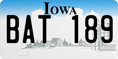 IA license plate BAT189