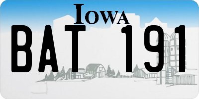 IA license plate BAT191