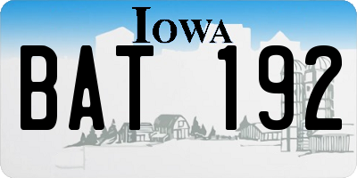 IA license plate BAT192