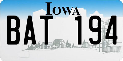 IA license plate BAT194