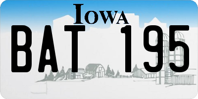 IA license plate BAT195