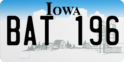 IA license plate BAT196