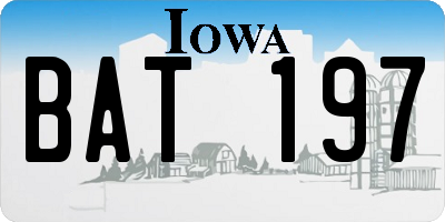 IA license plate BAT197