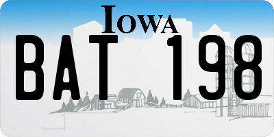IA license plate BAT198