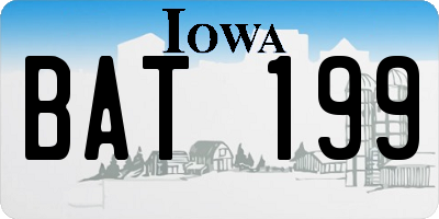IA license plate BAT199