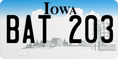 IA license plate BAT203