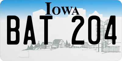 IA license plate BAT204