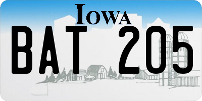 IA license plate BAT205