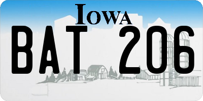 IA license plate BAT206