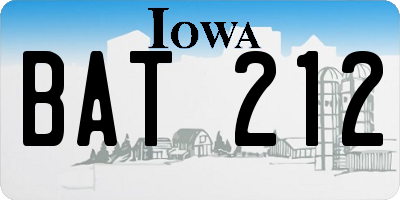 IA license plate BAT212