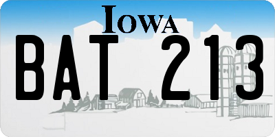 IA license plate BAT213