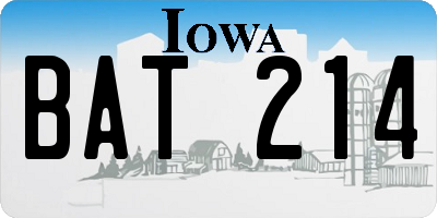 IA license plate BAT214