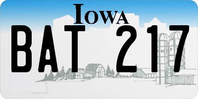 IA license plate BAT217