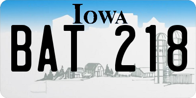 IA license plate BAT218