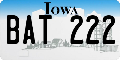 IA license plate BAT222