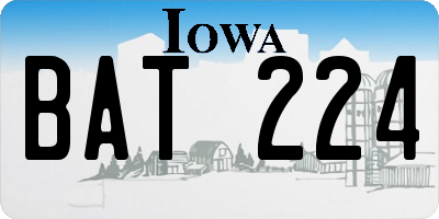 IA license plate BAT224