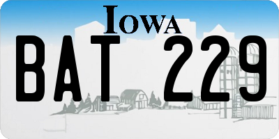 IA license plate BAT229