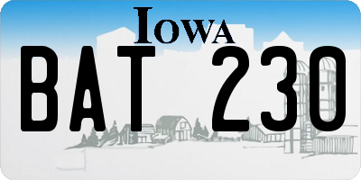 IA license plate BAT230