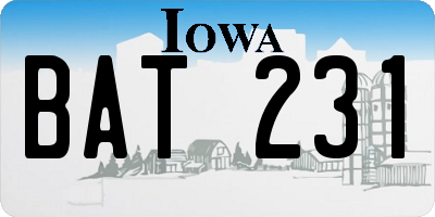 IA license plate BAT231