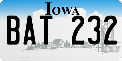 IA license plate BAT232