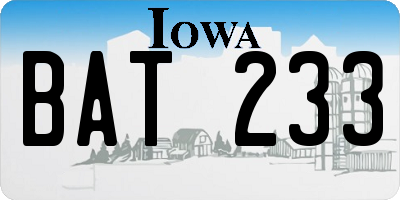 IA license plate BAT233