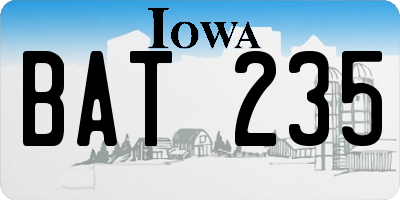 IA license plate BAT235