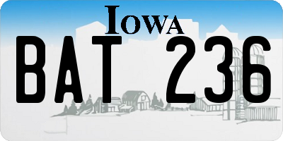 IA license plate BAT236