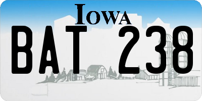 IA license plate BAT238