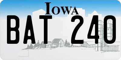IA license plate BAT240