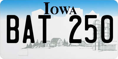 IA license plate BAT250